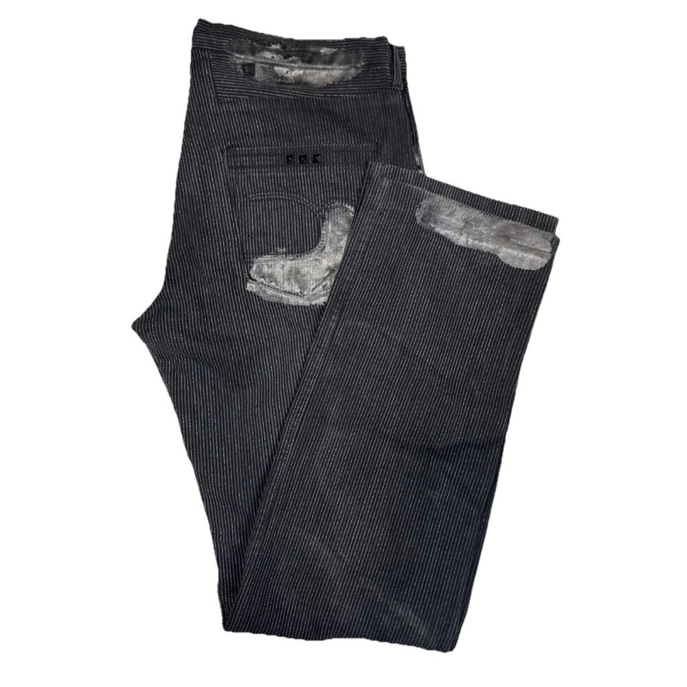HTC USA Studded Stripe Pants Men 36X34 USA Distressed 2000s Punk Flaking Wear
